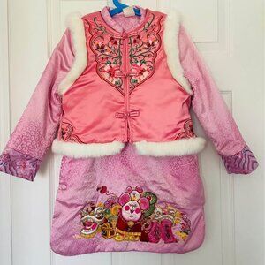 NIANYI Girls Hanfu Tang suit chinese new year traditional wear Rat Magua Jacket